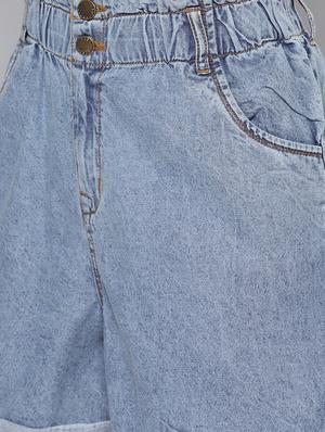 high rise denim shorts - 16600019 - Standard Image - 5