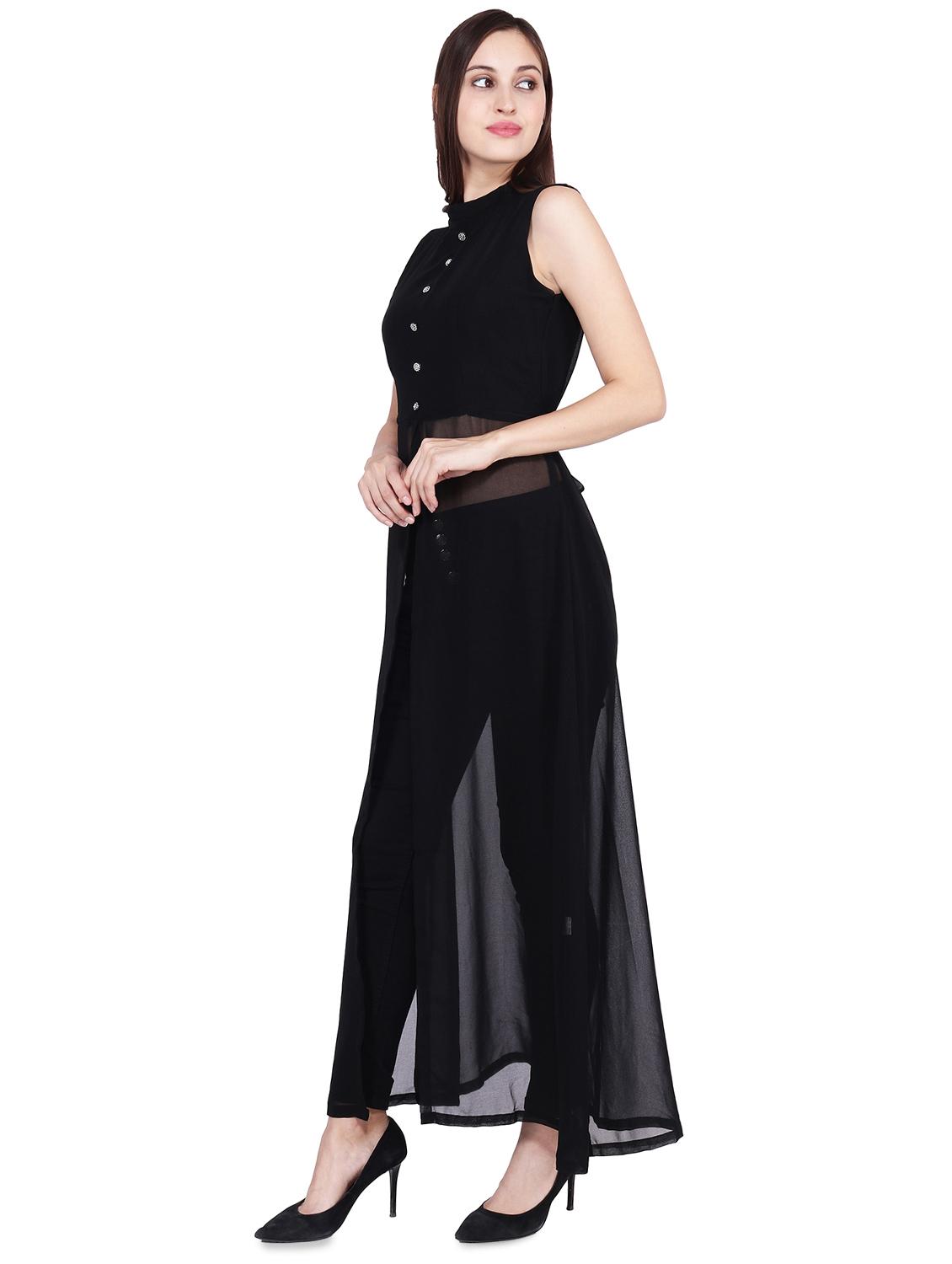 mock neck button detail maxi tunic - 16600181 - Zoom Image - 2