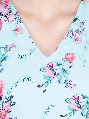 v neck floral a-line dress - 16600190 - Standard Image - 4