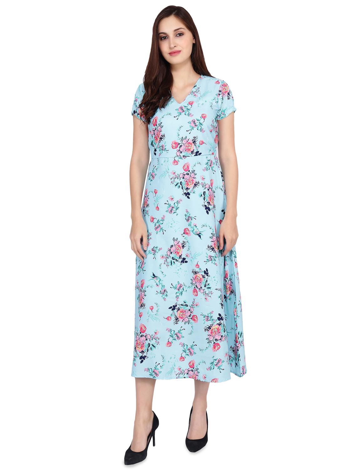 v neck floral a-line dress - 16600190 - Zoom Image - 1