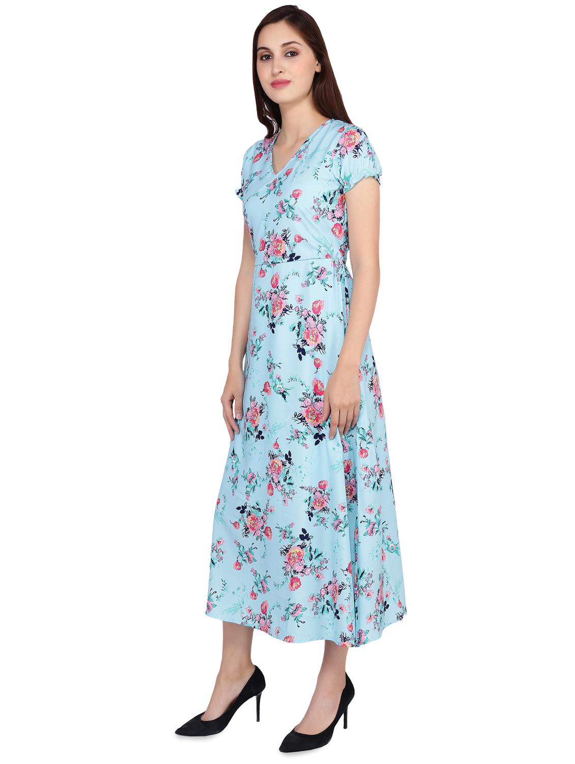 v neck floral a-line dress - 16600190 - Zoom Image - 2