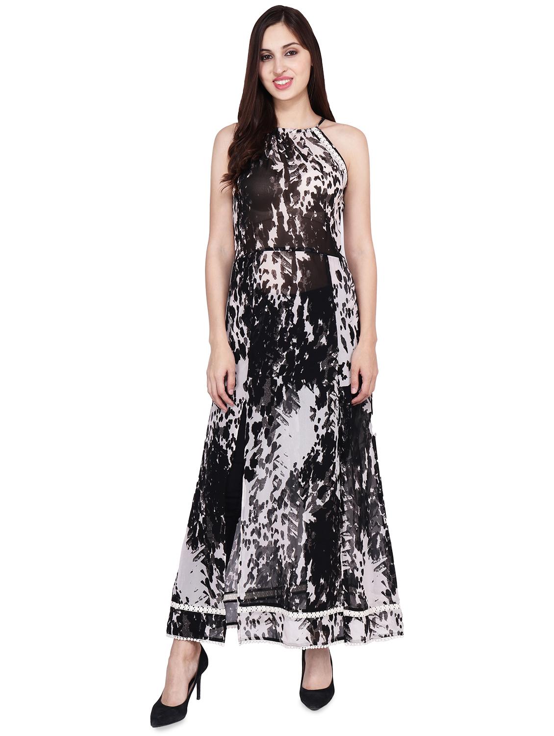 halter neck lace detail maxi dress - 16600199 - Zoom Image - 1