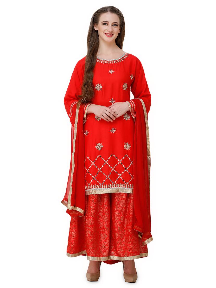 mirror work kurta sharara set - 16600781 - Zoom Image - 1