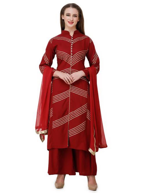 gota work kurta palazzo set - 16600793 - Standard Image - 1