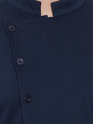 navy blue solid asymmetric kurta - 16600819 - Standard Image - 5