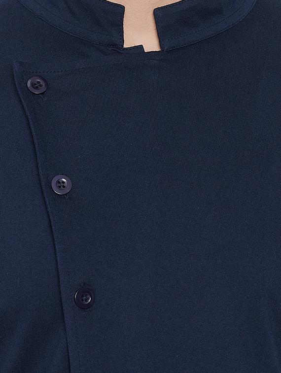 navy blue solid asymmetric kurta - 16600819 - Zoom Image - 5