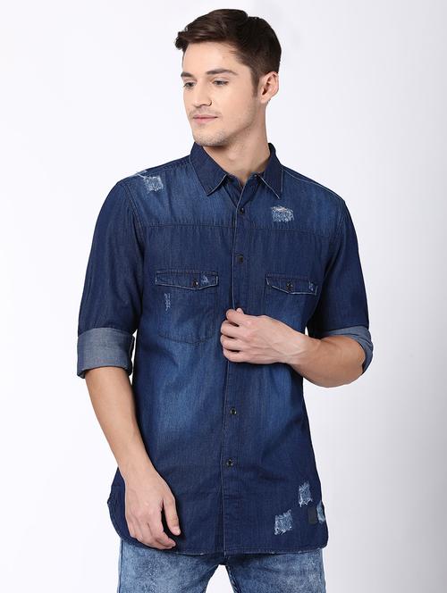 blue faded casual shirt - 16600900 - Standard Image - 1