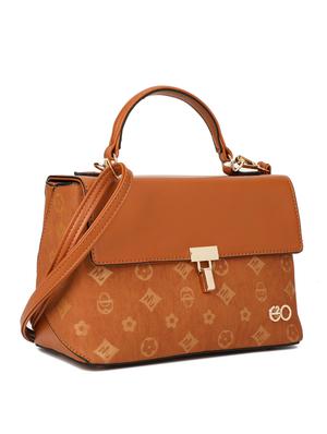 brown leatherette (pu) regular handbag - 16600983 - Standard Image - 4