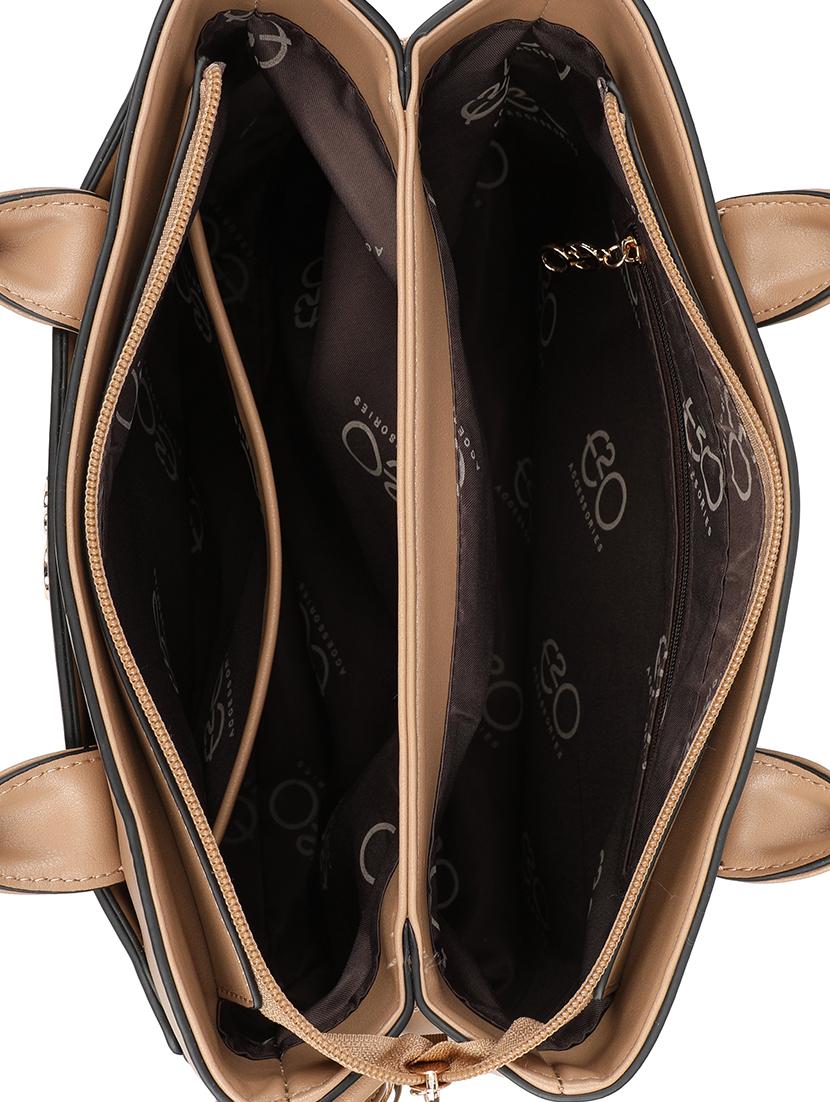 brown leatherette (pu) regular handbag - 16600989 - Zoom Image - 3