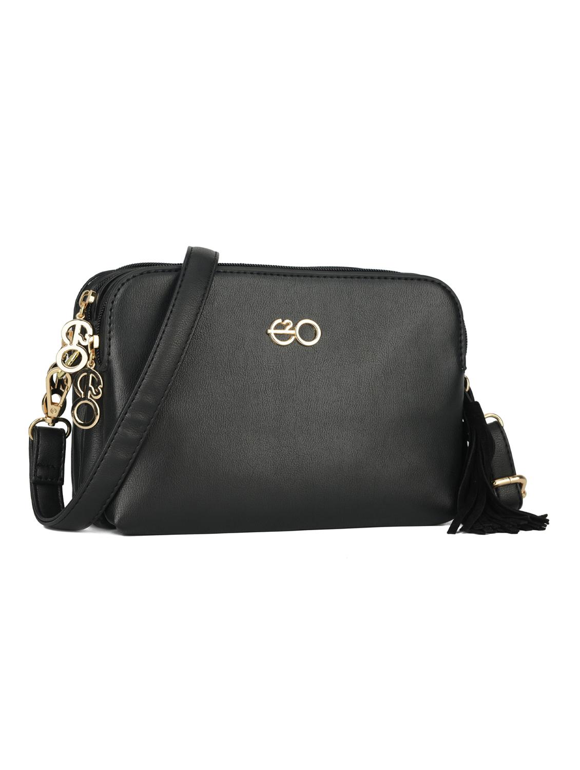 black leatherette (pu) regular sling bag - 16601002 - Zoom Image - 4