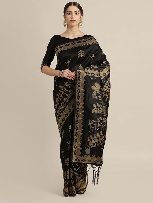 conversational printed saree with blouse - 16602410 - Standard Image - 1