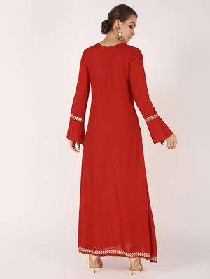 gota work flared ethnic dress - 16602604 - Standard Image - 3