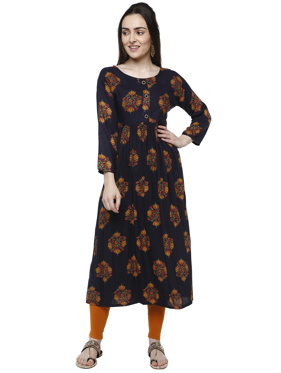 floral a-line kurta - 16602607 - Zoom Image - 1