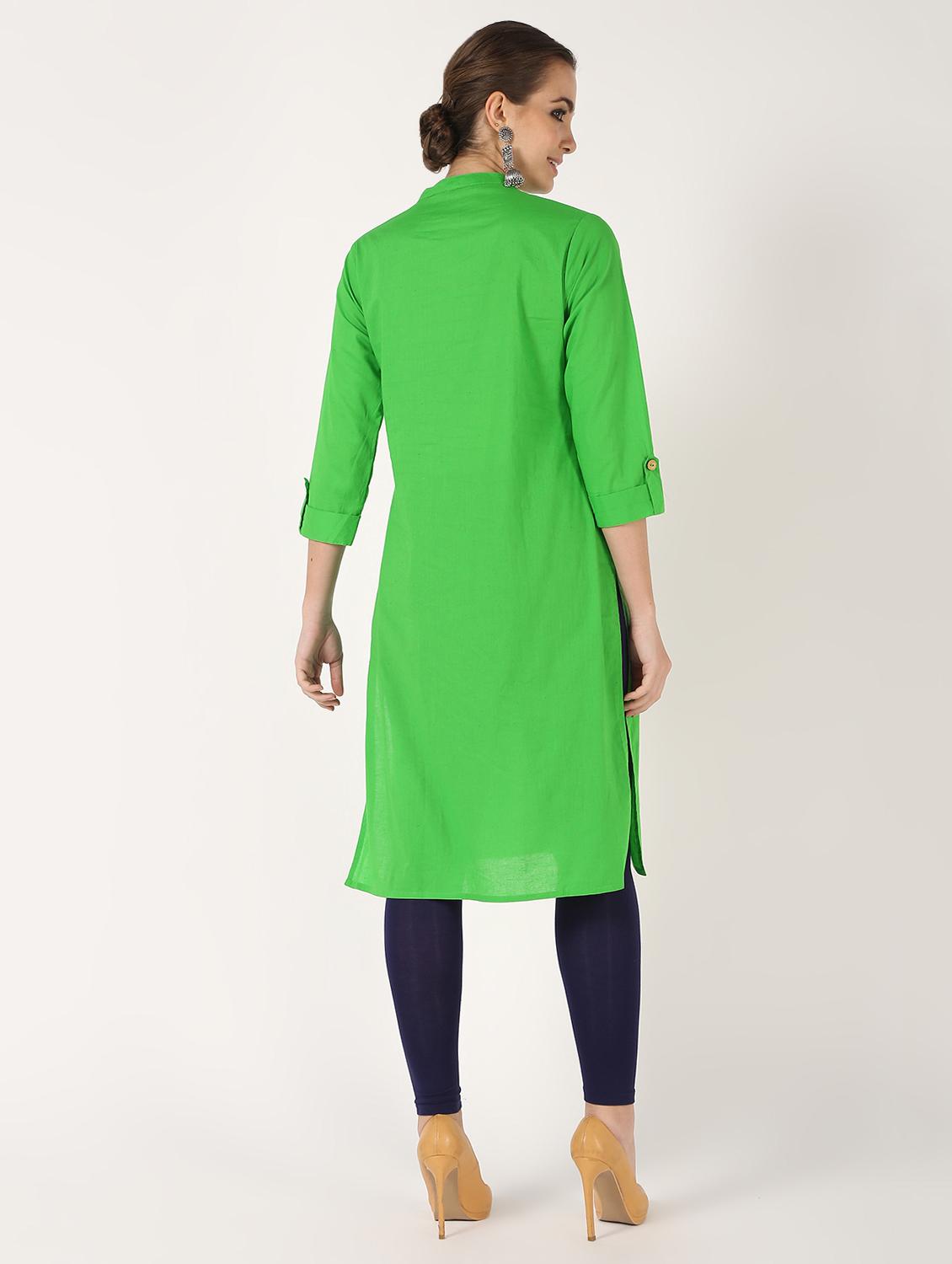 solid straight kurta - 16602608 - Zoom Image - 3