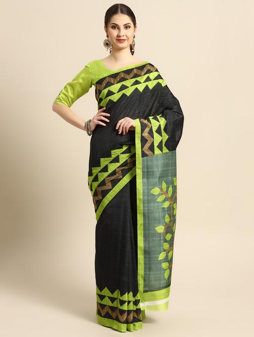solid printed saree with blouse - 16602612 - Standard Image - 1