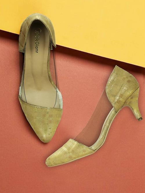 gold slip on pumps - 16603024 - Standard Image - 1