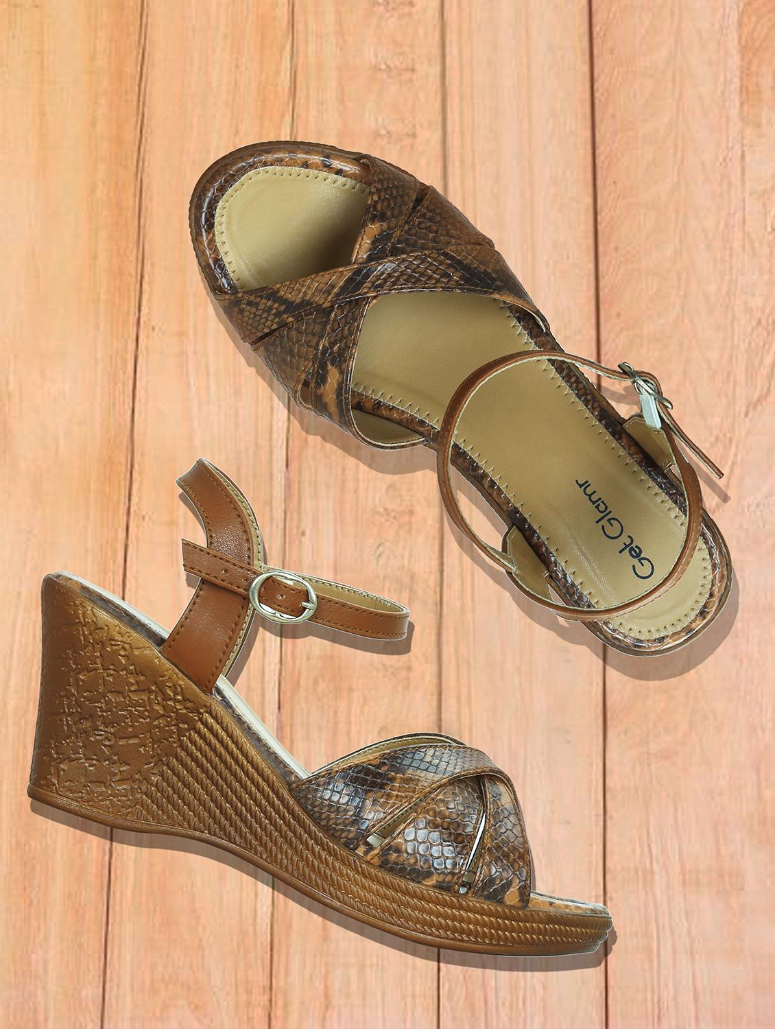 brown back strap wedges - 16603039 - Zoom Image - 1