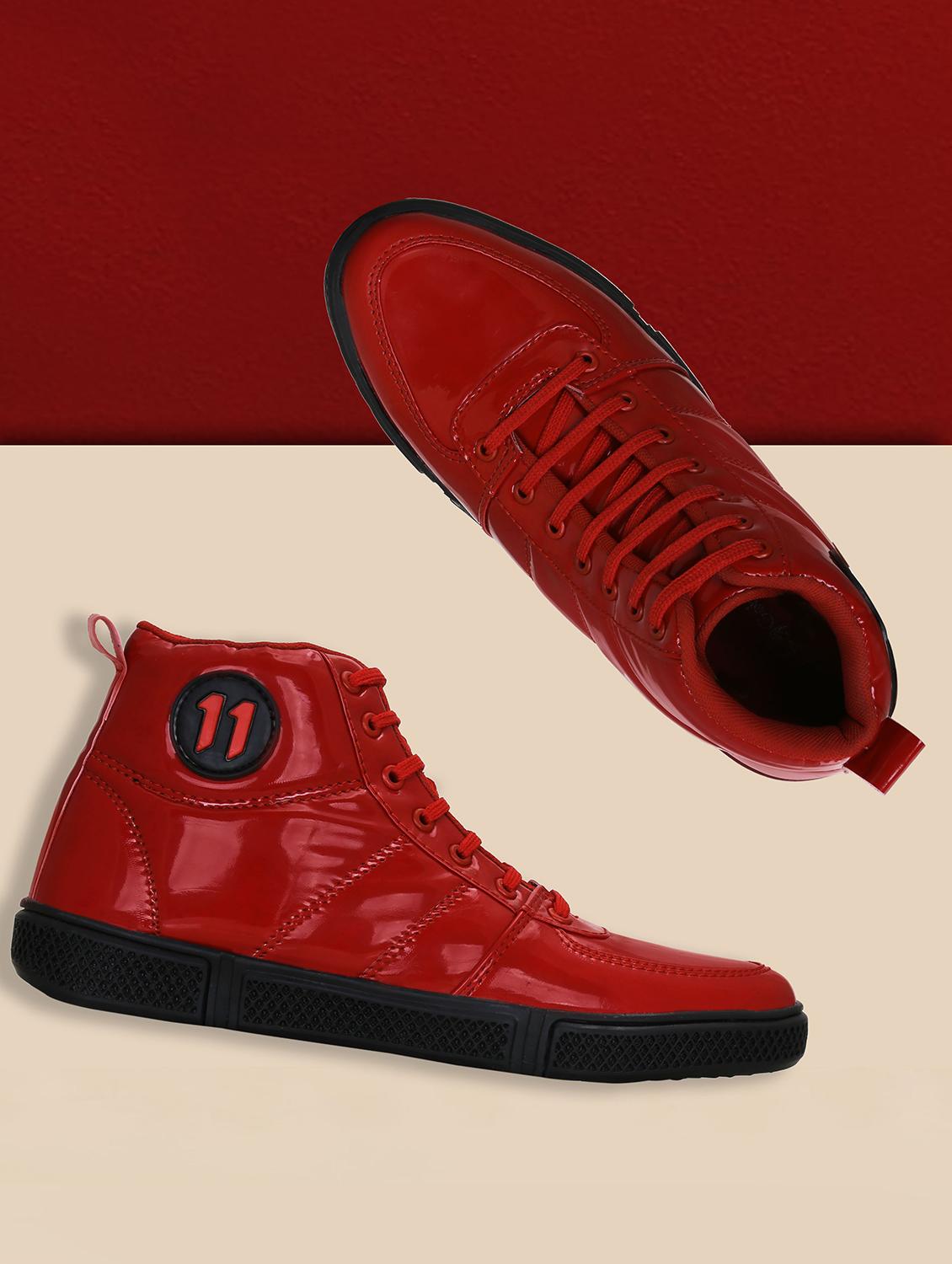 red patent leather lace up sneakers - 16603044 - Zoom Image - 1