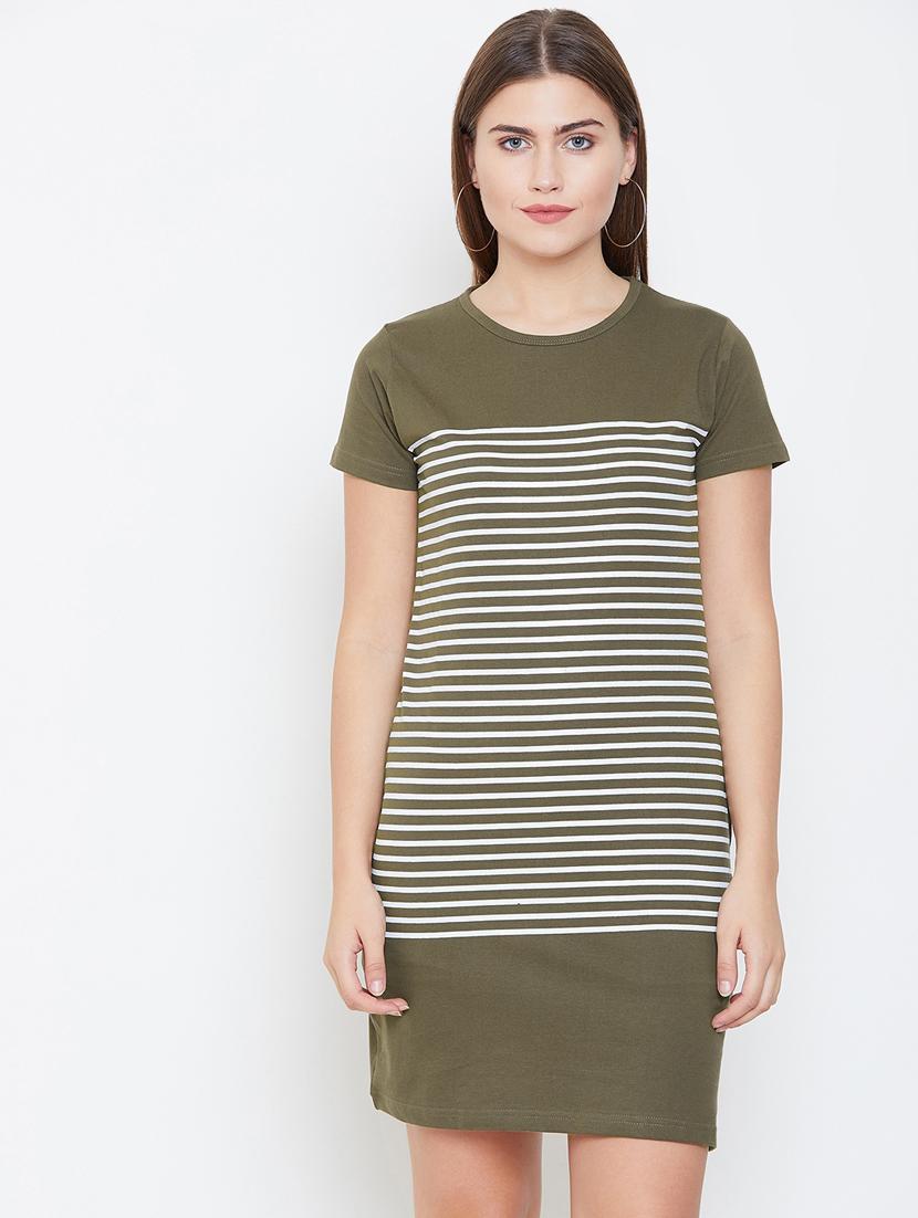 round neck strioed bodycon dress - 16603111 - Zoom Image - 1