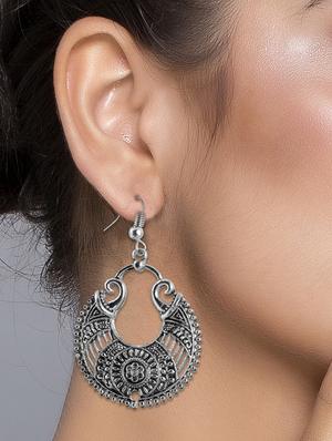 silver metal drop earring - 16603186 - Standard Image - 4