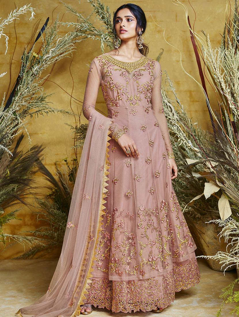 embroidered semi-stitched suit - 16603637 - Zoom Image - 1