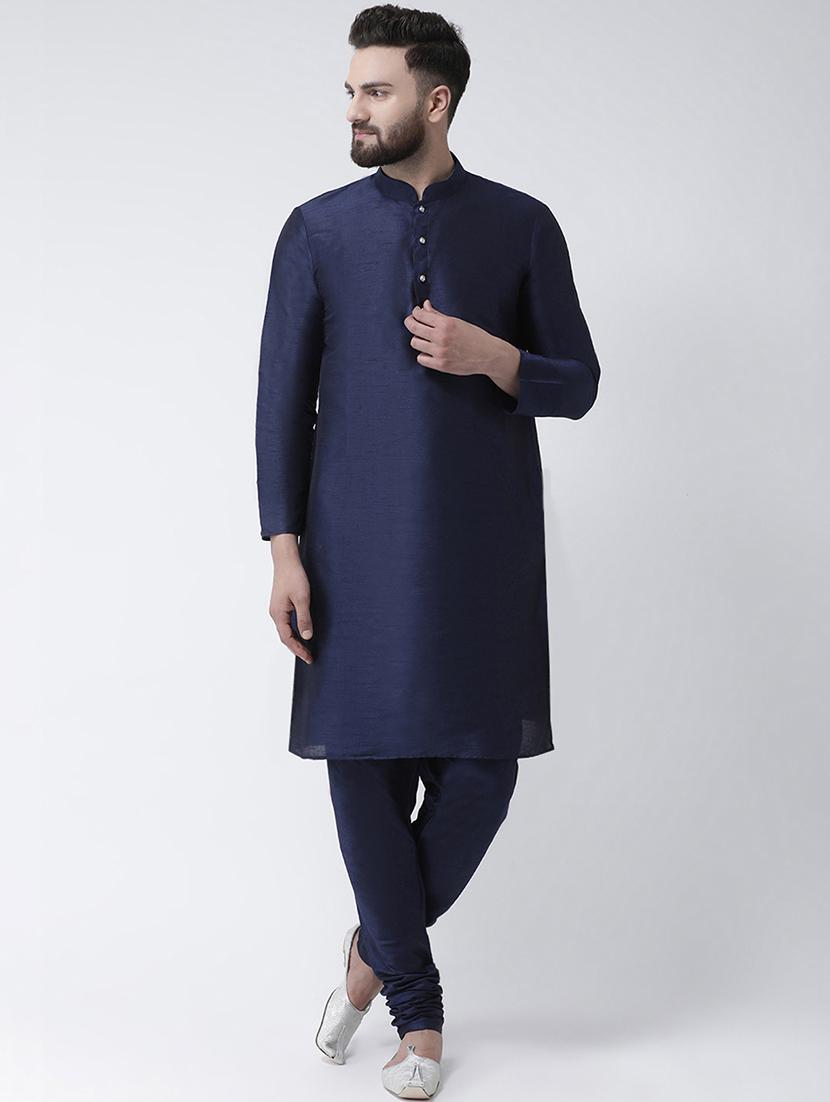 navy blue solid kurta pyjama set - 16603649 - Zoom Image - 1