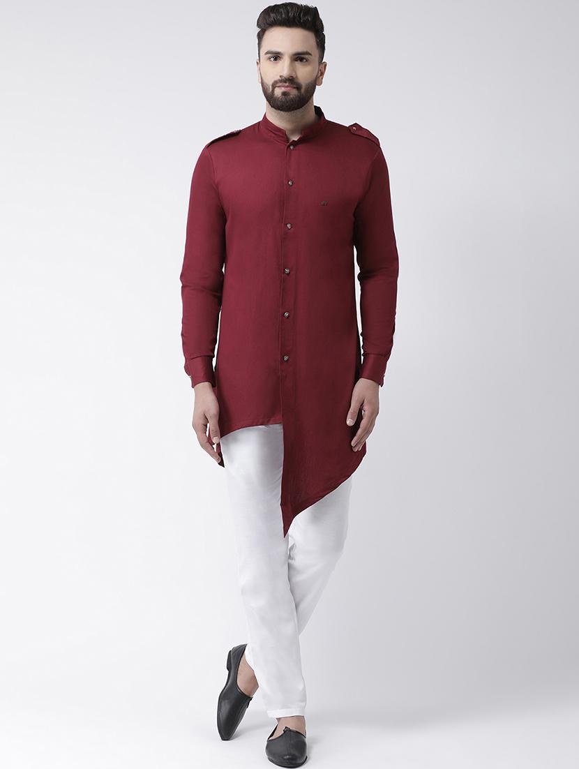 red solid pathani set - 16603664 - Zoom Image - 1