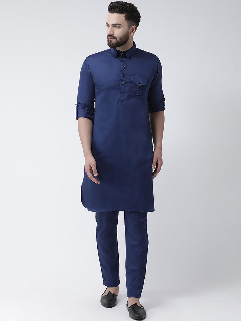 navy blue solid pathani set - 16603665 - Zoom Image - 1