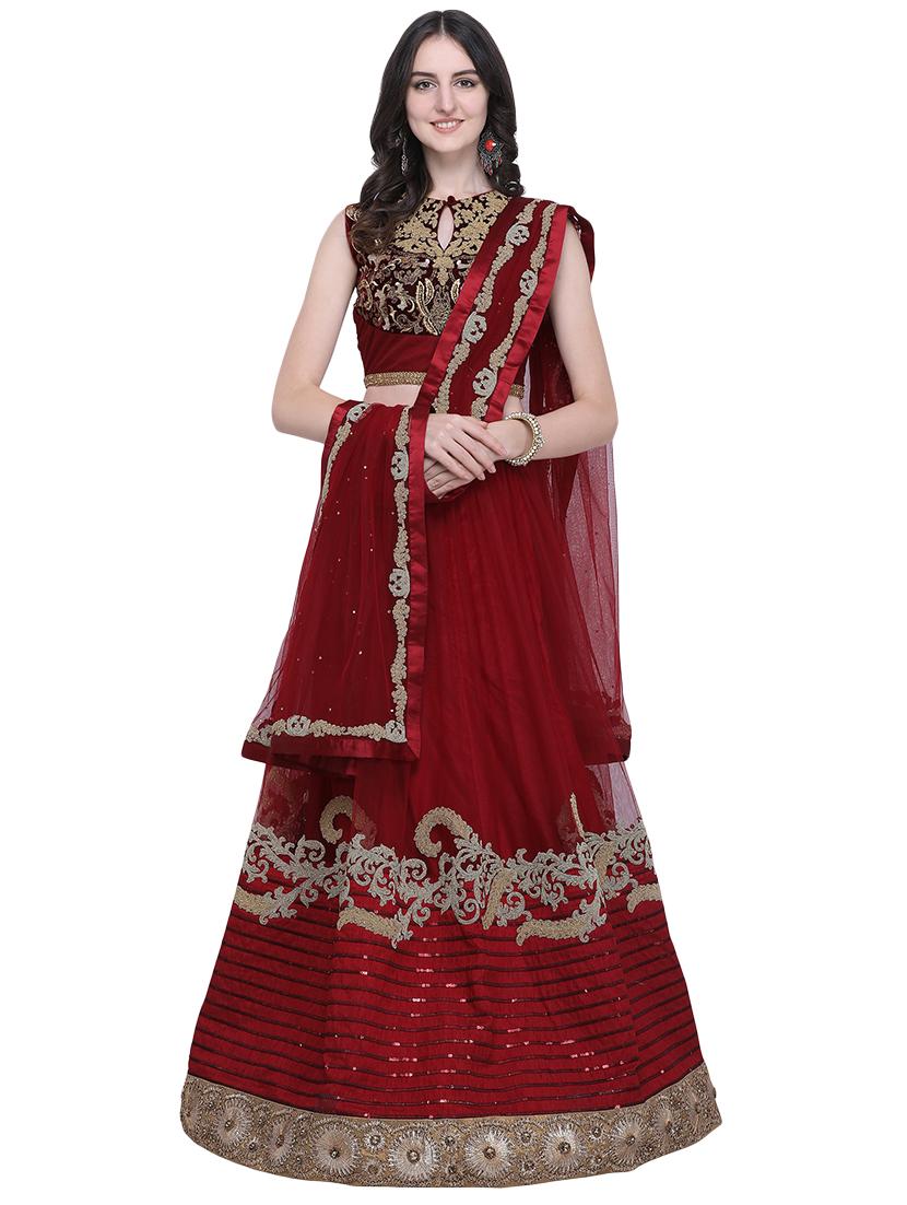 embroidered flared lehenga - 16603803 - Zoom Image - 1
