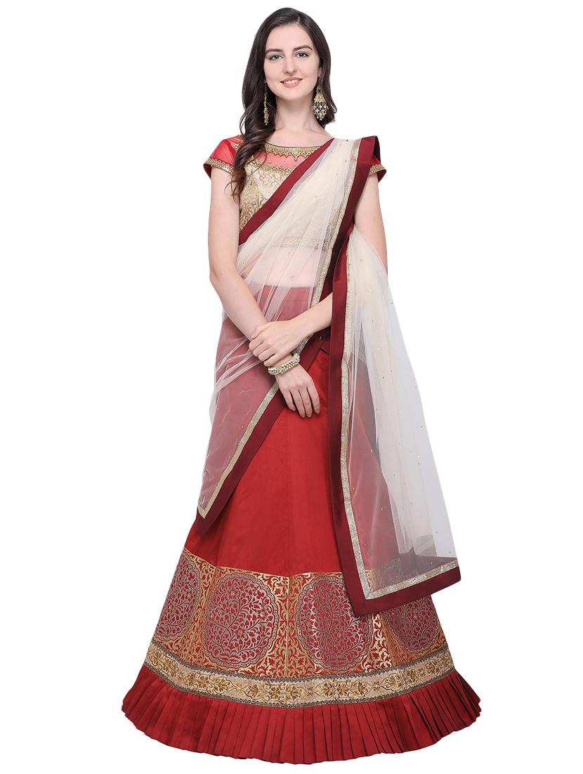 embroidered contrast lehenga - 16603810 - Zoom Image - 1