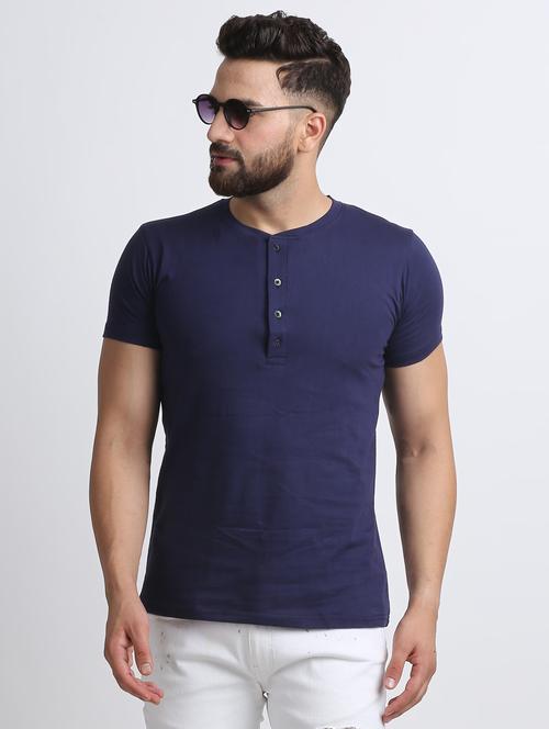 navy blue solid t-shirt - 16603890 - Standard Image - 1