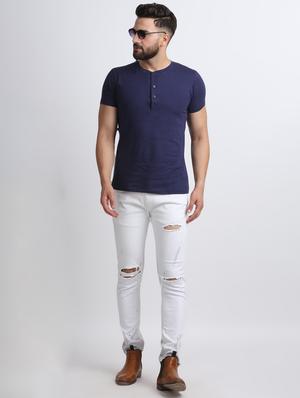 navy blue solid t-shirt - 16603890 - Standard Image - 4
