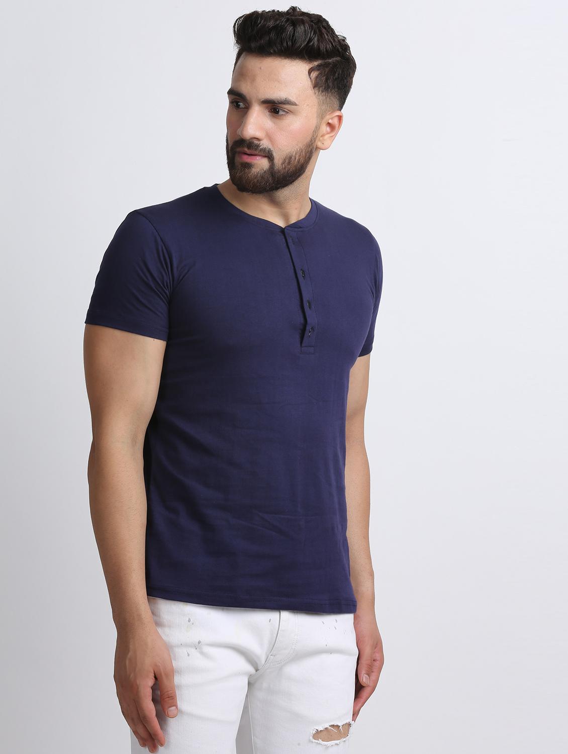 navy blue solid t-shirt - 16603890 - Zoom Image - 2