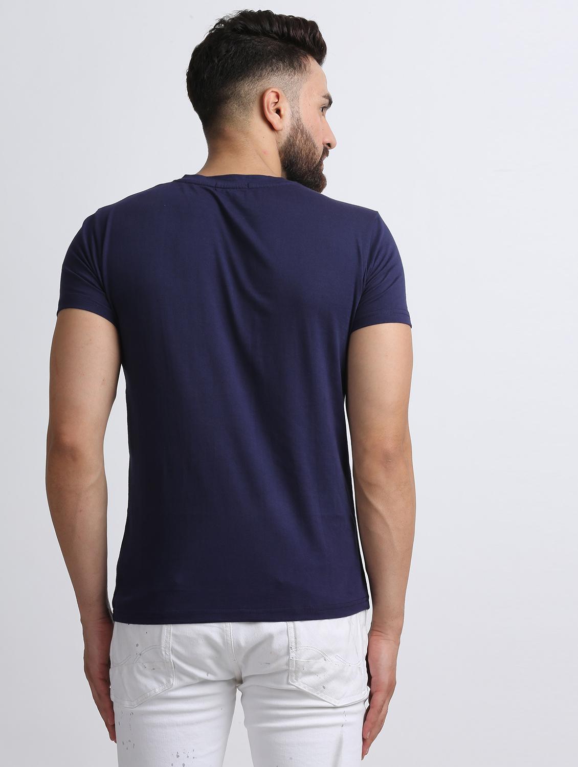 navy blue solid t-shirt - 16603890 - Zoom Image - 3