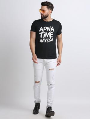 black typographic chest print t-shirt - 16603905 - Standard Image - 4