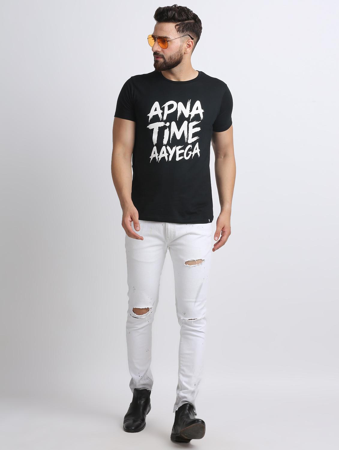 black typographic chest print t-shirt - 16603905 - Zoom Image - 4