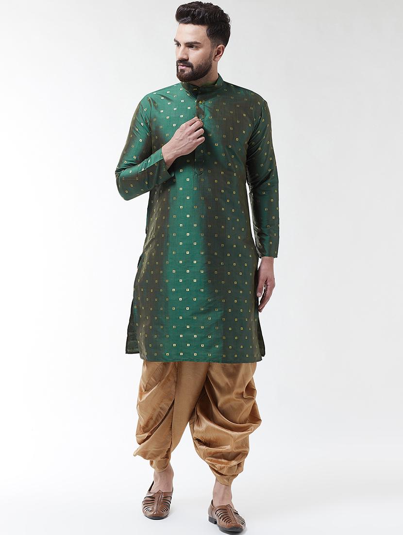green printed dhoti kurta set - 16604105 - Zoom Image - 1