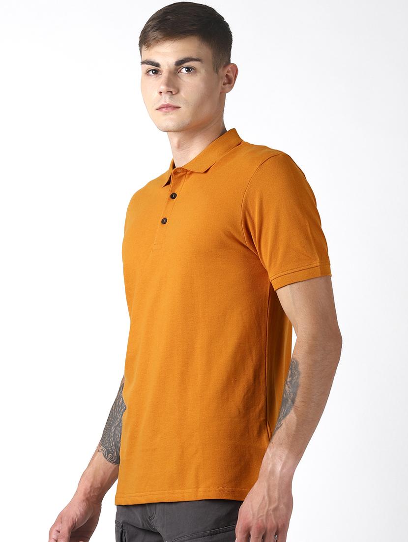 orange solid polo t-shirt - 16604222 - Zoom Image - 2