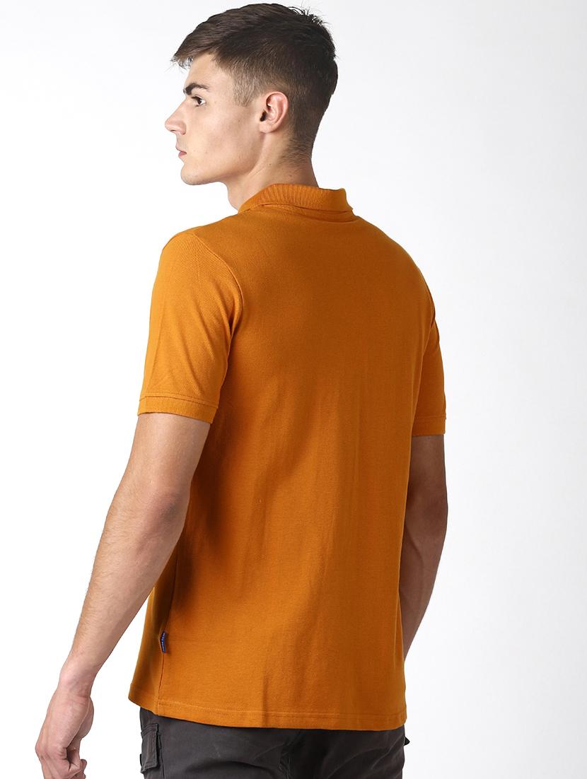 orange solid polo t-shirt - 16604222 - Zoom Image - 3