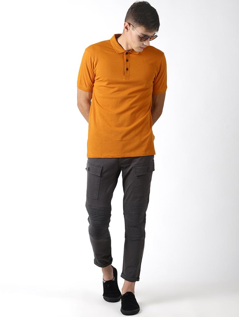 orange solid polo t-shirt - 16604222 - Zoom Image - 4