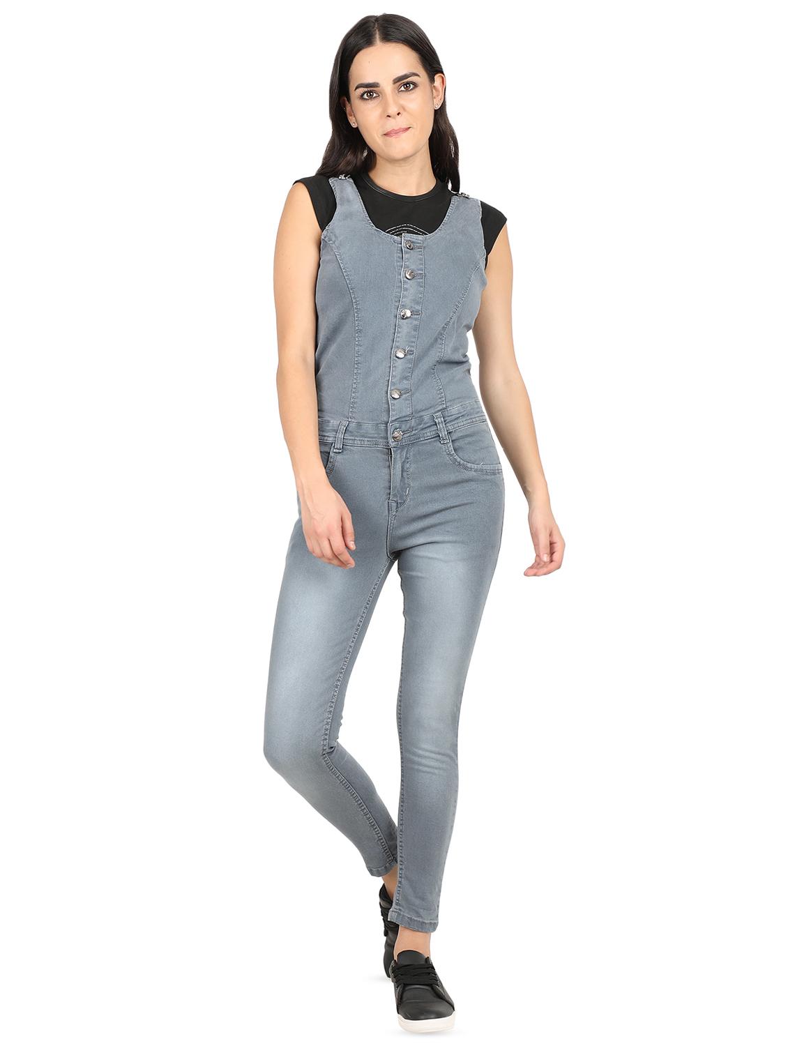 cut out detail stone washed dungaree - 16604281 - Zoom Image - 1