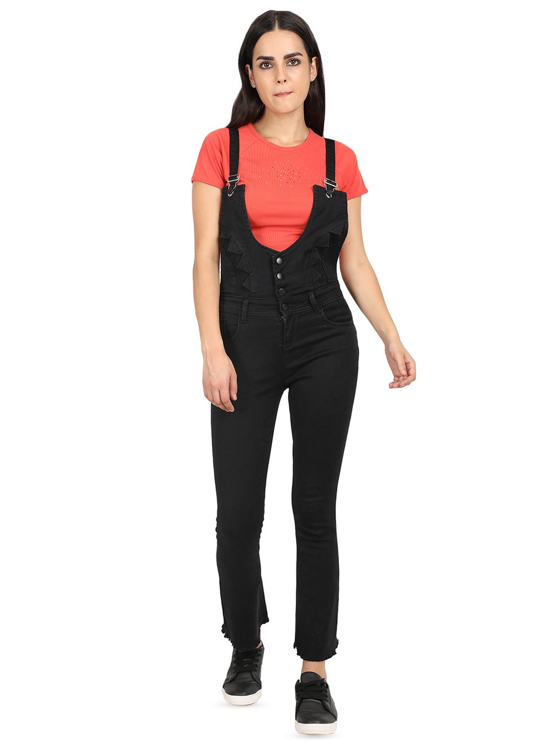 scoop neck solid dungaree jumpsuit - 16604283 - Zoom Image - 1