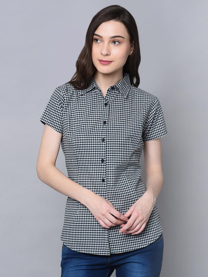 curved hem gingham checkered shirt - 16604445 - Zoom Image - 1