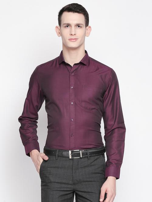 purple solid formal shirt - 16604460 - Standard Image - 1