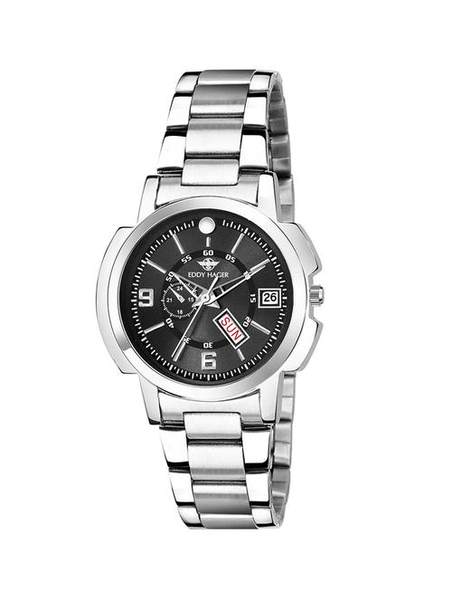 eddy hager round dial analog watch-(eh-451-bk) - 16604649 - Standard Image - 1