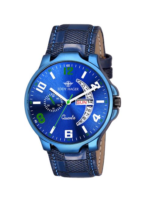 eddy hager round dial analog watch-(eh-154-bl) - 16604659 - Standard Image - 1