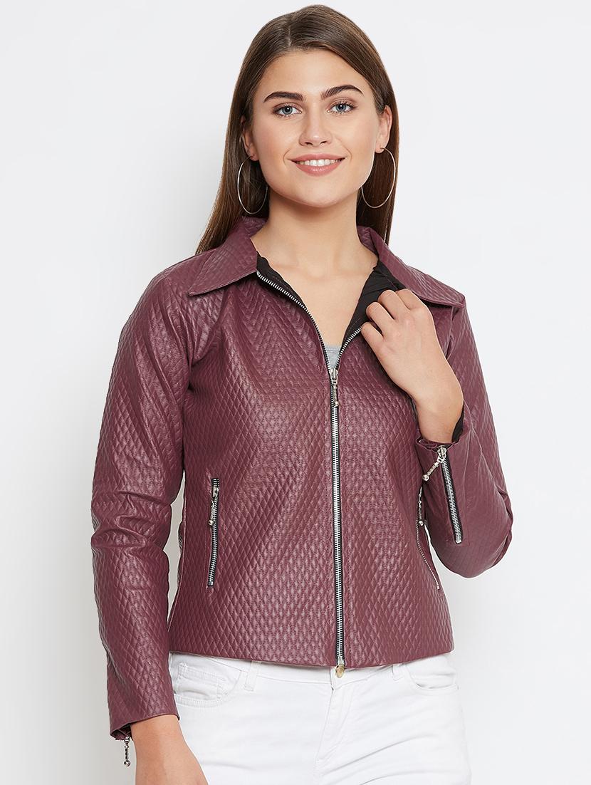long sleeved leather jacket - 16604930 - Zoom Image - 1