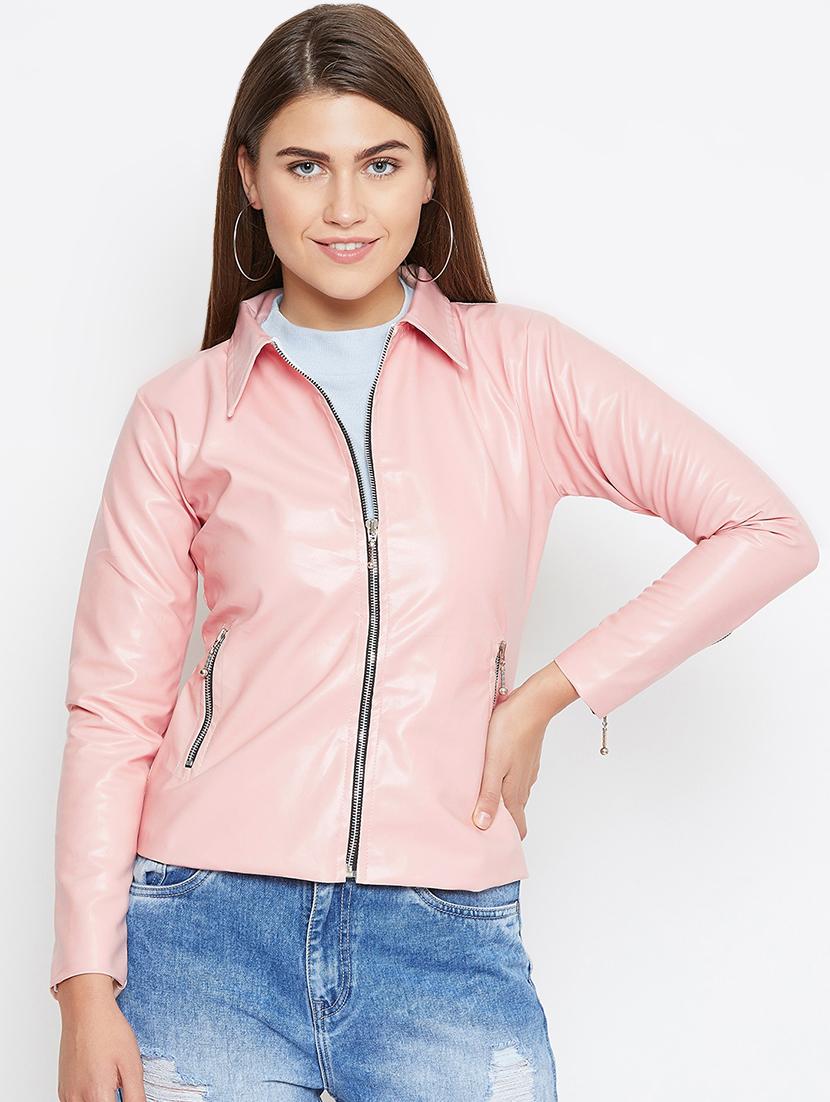 long sleeved leather jacket - 16604932 - Zoom Image - 1