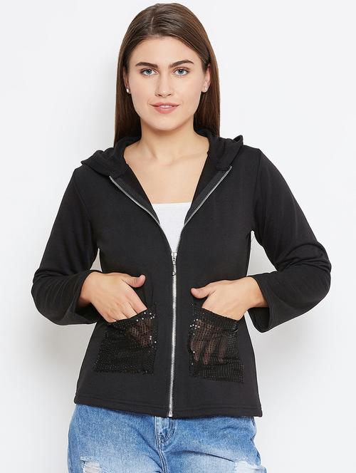 sequins pocket patch hooded jacket - 16605023 - Standard Image - 1