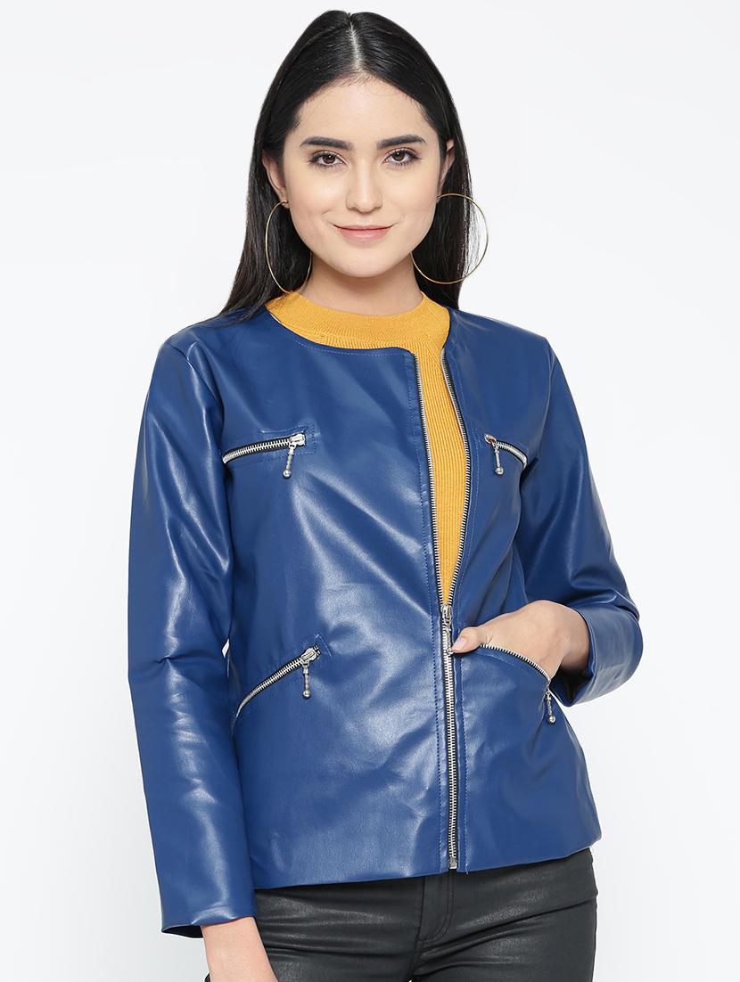 long sleeved leather jacket - 16605046 - Zoom Image - 1